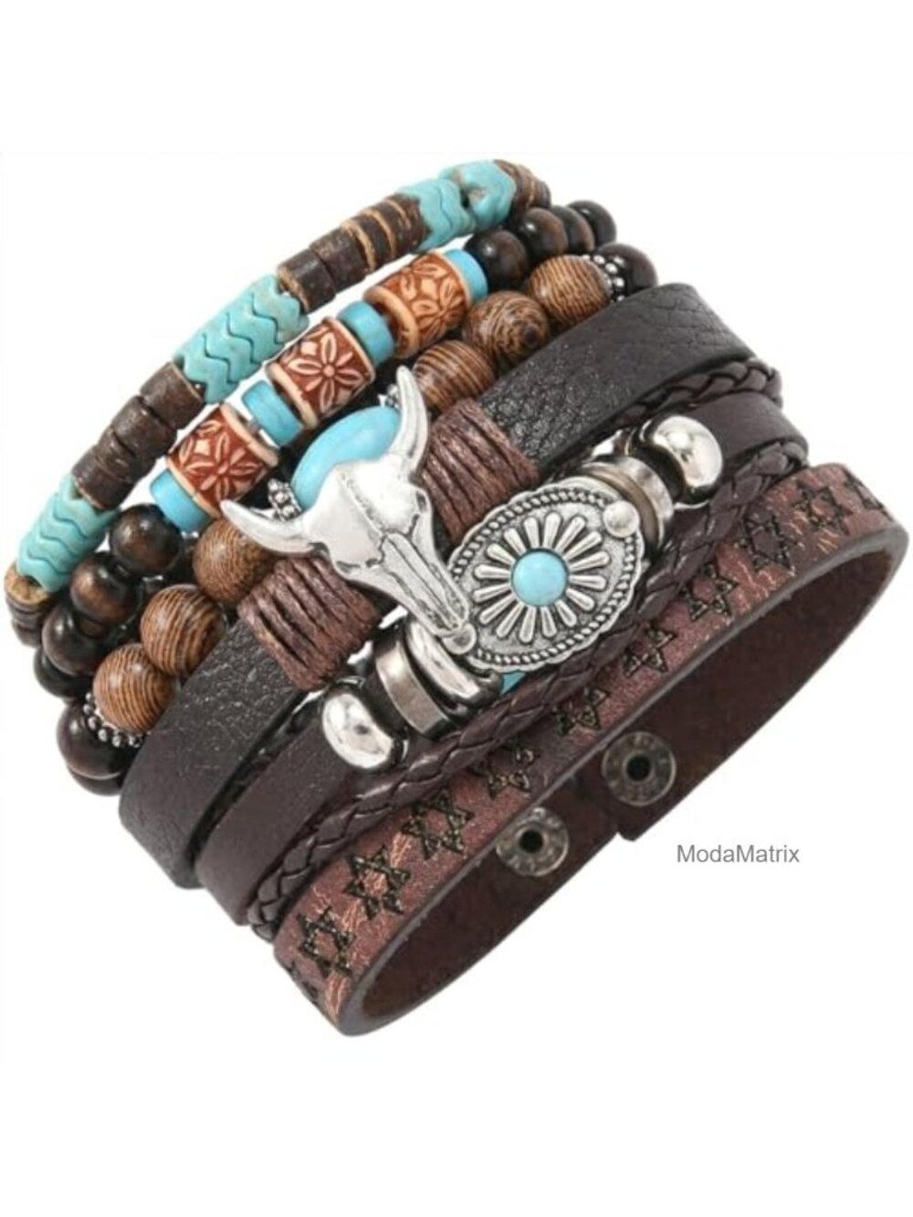 Western Stretch Bracelets for Women with Bull Head and Cowboy Boots Charms